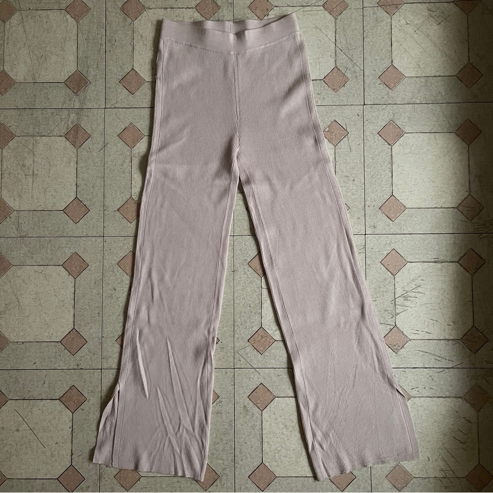 Mango Cream Ribbed Knit Pants